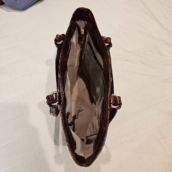 Brahmin Pecan Melbourne Leather Tote with Crocodile Embossing - Picture 6 of 6